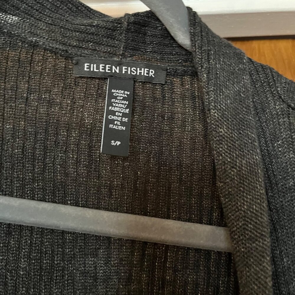 Eileen Fisher Black Cardigan Sweater Open Front Size XS - Picture 3 of 5